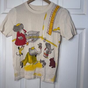 RARE‎ Babar The Elephant Womens Fitted Shirt Sz Large Ribbed Sleeve Back Stretch